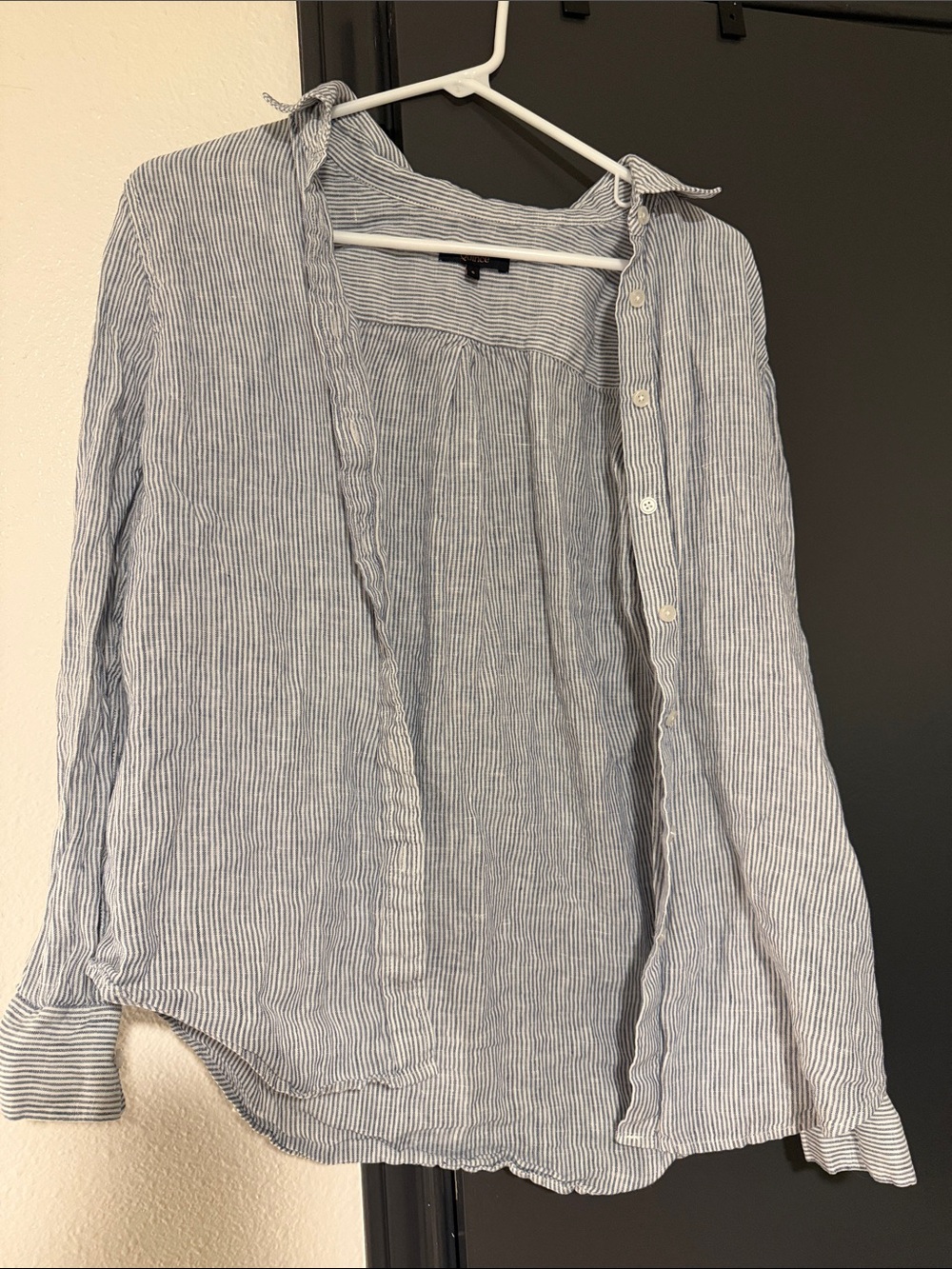 Blue pinstripe Button Shirt Quince Linen Small